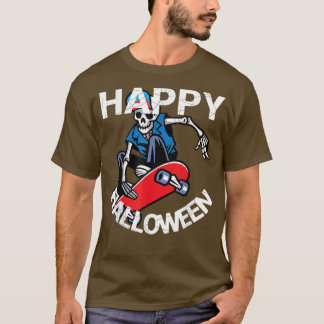 Glückliches Halloween Skateboarding Skelett  T-Shirt