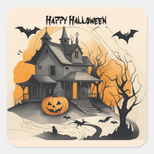 glückliches Halloween-Spuk Quadratischer Aufkleber