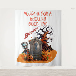 Glückliches Halloween-Spuk Zemar mit spöttischem B Wandteppich
