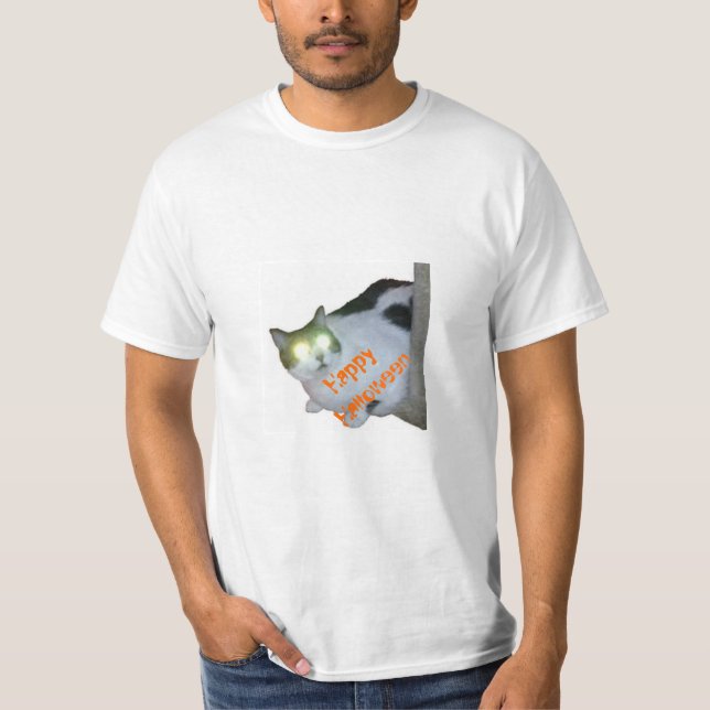 Glückliches Halloween von der Katze-O-Laterne T-Shirt (Vorderseite)