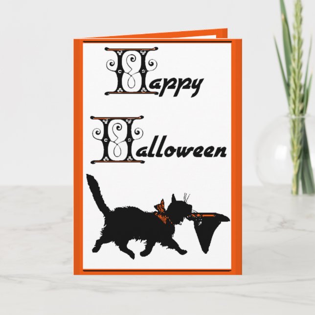 Glückliches Halloween von einer coolen Katze zu Karte (Vorderseite)