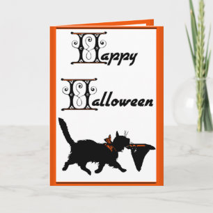 Glückliches Halloween von einer coolen Katze zu Karte