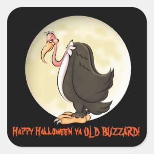 Glückliches Halloween ya alter Bussardaufkleber Quadratischer Aufkleber