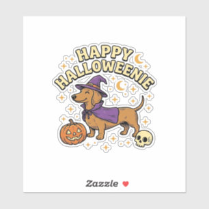 Glückliches Halloweenie Dachshund Hexen Hund T-Shi Aufkleber