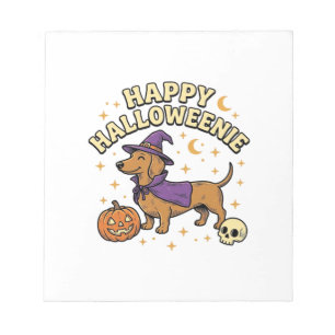 Glückliches Halloweenie Dachshund Hexen Hund T-Shi Notizblock