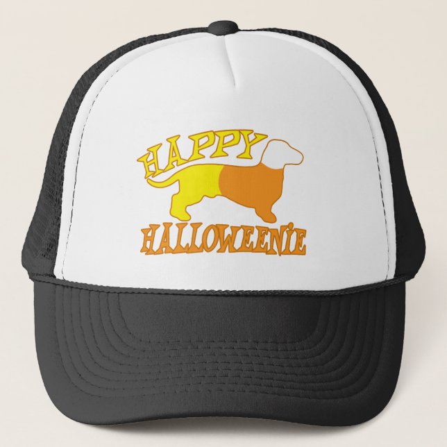 Glückliches Halloweenie Truckerkappe (Vorderseite)