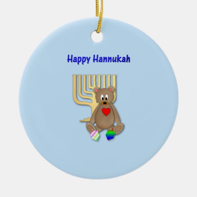 Glückliches Hannukah Keramik Ornament (Vorne)
