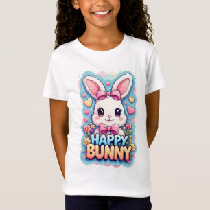 Glückliches Häschen Rosa Schleife Mädchen Süßer St T-Shirt