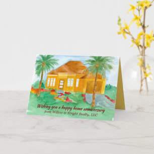 Glückliches Hausjubiläum vom Makler Palm Trees Karte