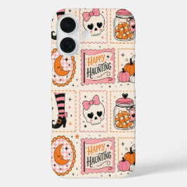 Glückliches Heimsuchungs-Rosa-Totenkopf-Stempel-Et iPhone 16 Hülle