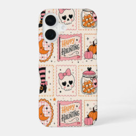Glückliches Heimsuchungs-Rosa-Totenkopf-Stempel-Et iPhone 16 Hülle