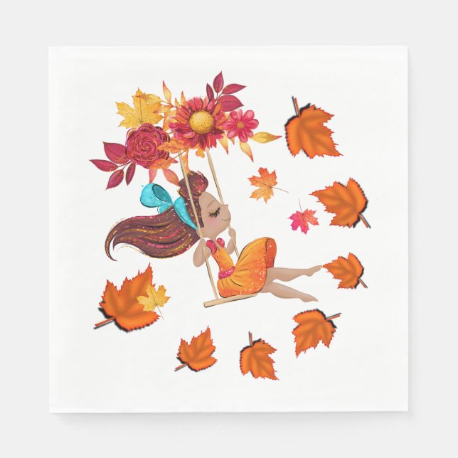 Glückliches Herbstpapier  Serviette (Vorderseite)