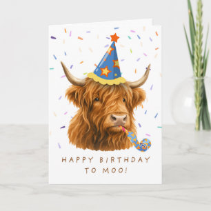Glückliches Highland-Rind zum Geburtstag, Moo Nied Karte