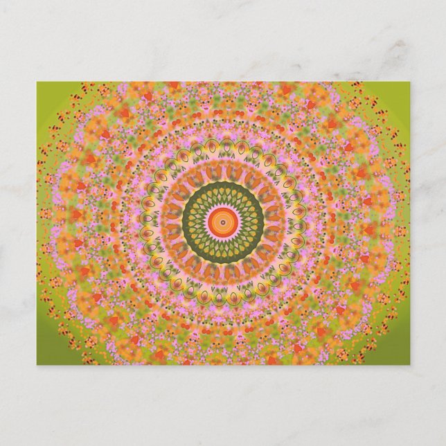 Glückliches Hippy-Mandala Postkarte (Vorderseite)