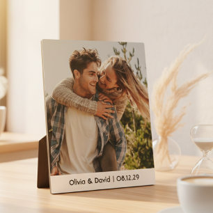 Glückliches Hochzeitspaar Foto Fotoplatte