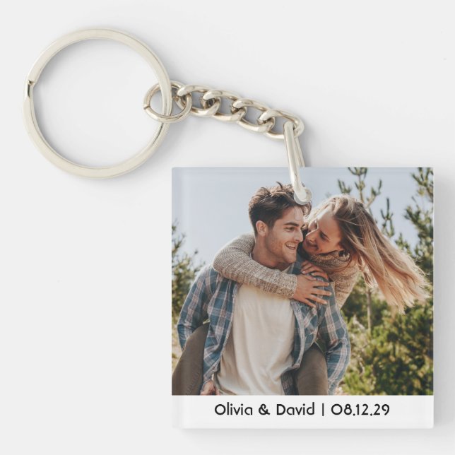 Glückliches Hochzeitspaar Foto Schlüsselanhänger (Vorderseite)