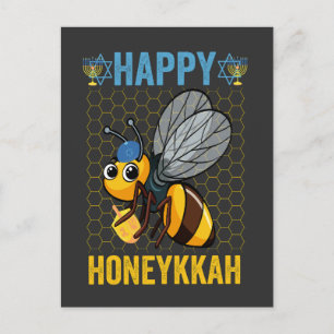 Glückliches Honeykkah Lustiges Hanukkah Honig Bien Einladungspostkarte