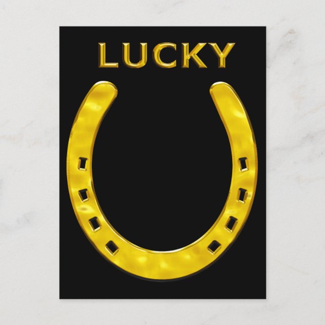 Glückliches Horseshoe in Gold Postkarte (Vorderseite)