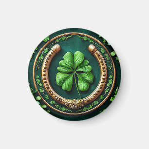 Glückliches Horseshoe und Clover Design Magnet