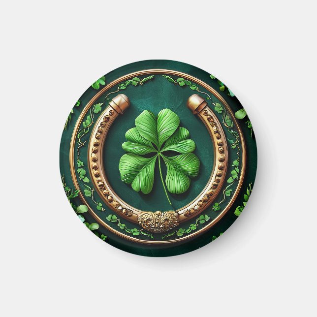 Glückliches Horseshoe und Clover Design Magnet (Vorne)