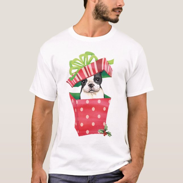 Glückliches Howliday Boston Terrier T-Shirt (Vorderseite)