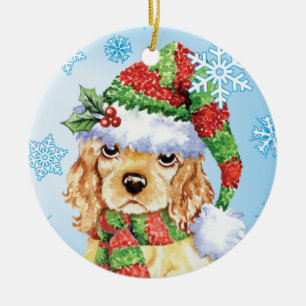 Glückliches Howliday Cocker spaniel Keramik Ornament