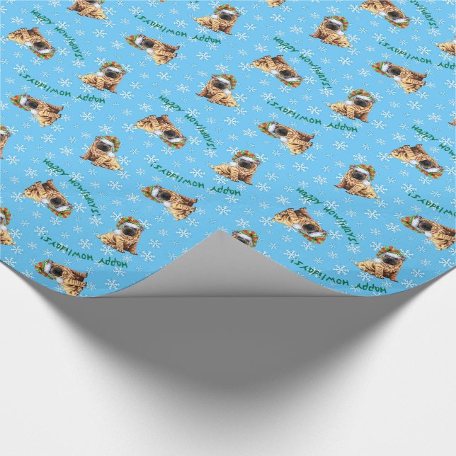 Glückliches Howliday Shar-Pei Geschenkpapier (Ecke)
