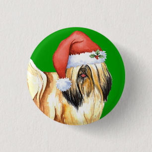 Glückliches Howlidays Lhasa Apso Button
