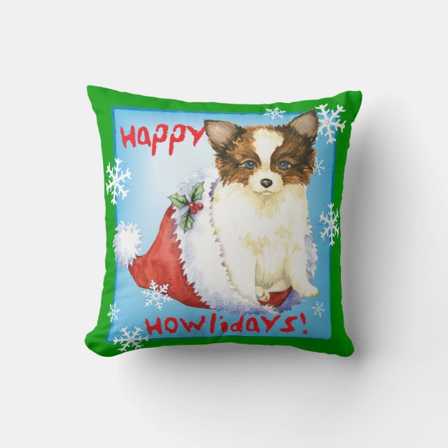 Glückliches Howlidays Papillon Kissen (Vorderseite)