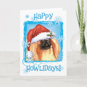 Glückliches Howlidays Pekingese Feiertagskarte
