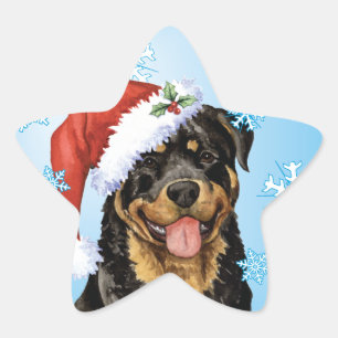 Glückliches Howlidays Rottweiler Stern-Aufkleber