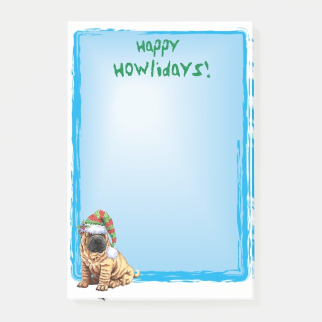 Glückliches Howlidays Shar-Pei Post-it Klebezettel (Vorderseite)