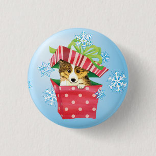 Glückliches Howlidays Sheltie Button