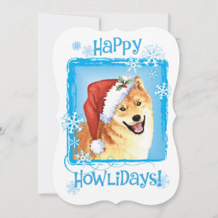 Glückliches Howlidays Shiba Inu Feiertagskarte