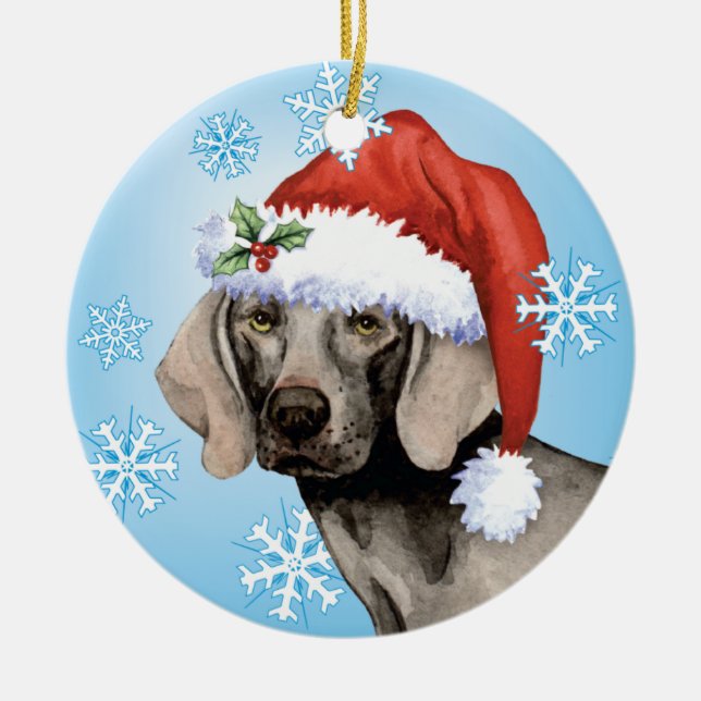 Glückliches Howlidays Weimaraner Keramikornament (Vorne)