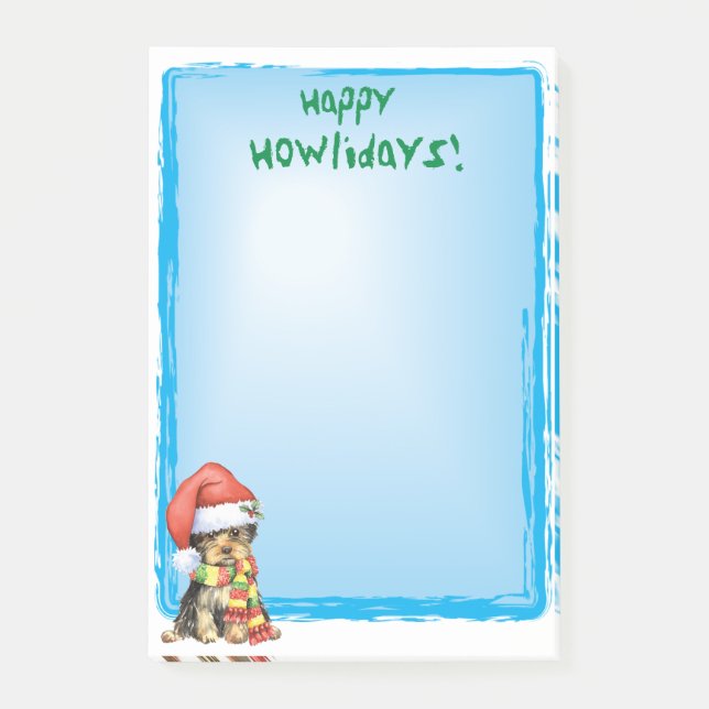 Glückliches Howlidays Yorkie Post-it Klebezettel (Vorderseite)