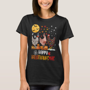 Glückliches Huhn HalloDankMas Halloween Erntedank T-Shirt