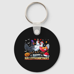 Glückliches Hühner-Hallothanksmas Lustiges Hallowe Schlüsselanhänger