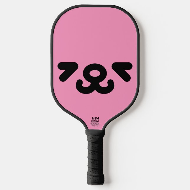 Glückliches Hundegesicht Hellrosa Pickleball Schläger (Vorderseite)