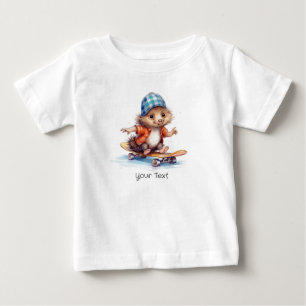 Glückliches Igel-Wasserfarben-Baby-T-Shirt Baby T-shirt