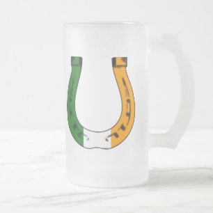 glückliches irisches Hufeisen Mattglas Bierglas