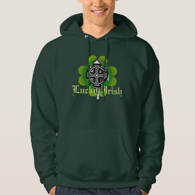Glückliches irisches mit Kapuze Sweatshirt! Hoodie (Vorderseite)