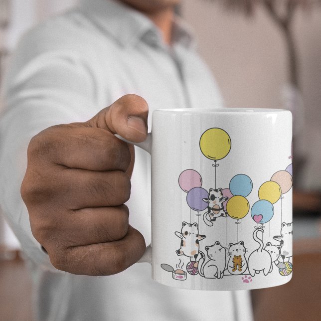 Glückliches Jahr mit Katzen spielen Kaffeetasse (Happy Year With Playing Cats Coffee Mug)