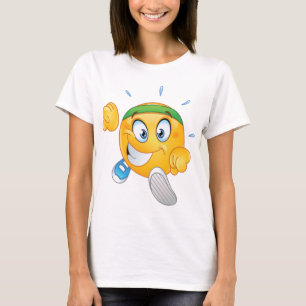 Glückliches Jogging-Emoji-Cartoon-Läufer T-Shirt