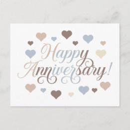 Glückliches Jubiläum Pastellherzen Romantisch Eleg Postkarte