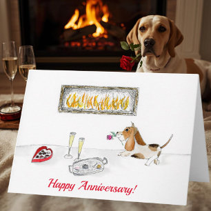 Glückliches Jubiläum Romantischer Hound Dog Karte