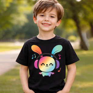 Glückliches Kaninchen mit Kopfhörern beim Musikhör T-Shirt