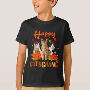 Glückliches Kätzchen-Dankfest Kitten trägt Pilgerh T-Shirt
