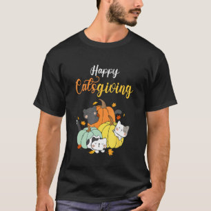Glückliches Katzen-Dankfest Lustiger Herbst Thanks T-Shirt