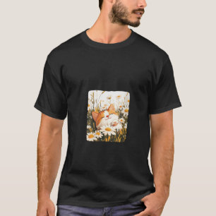 Glückliches Katzen-Gesicht auf einem Gänseblümchen T-Shirt